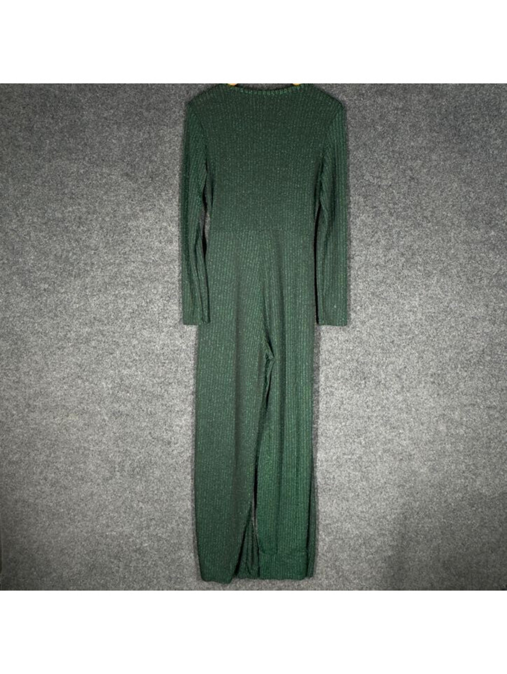 Unbranded Jumpsuit Women XL Green V-Neck Long Sleeve Wide Leg Stretch Casual - Picture 4 of 7